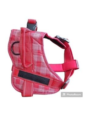 XL Service Dog Red And White Plaid Dog Harness With Buckle Closure